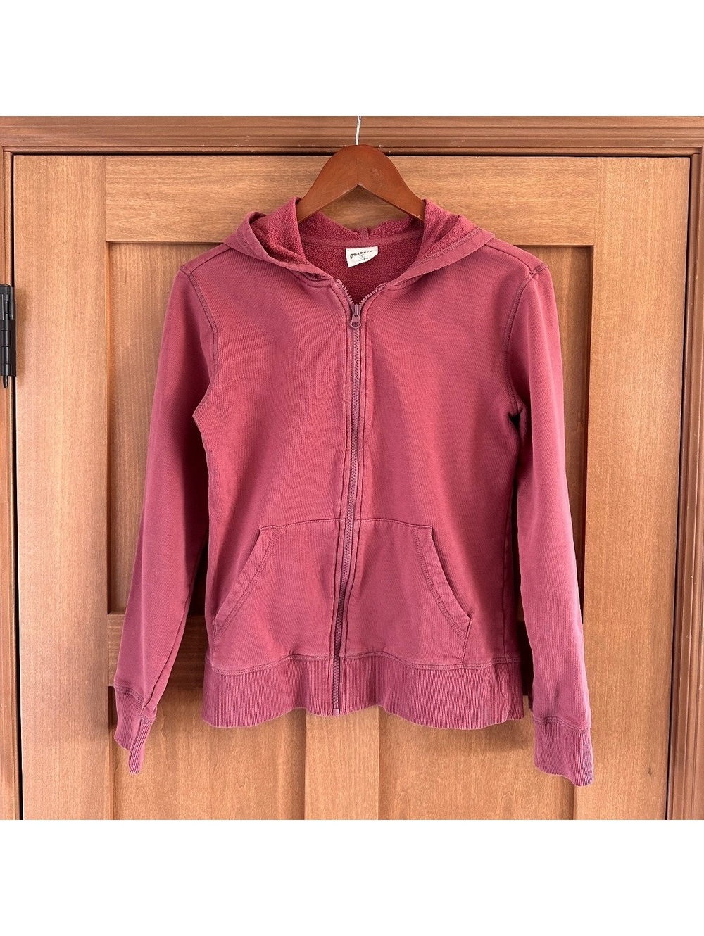 Pact Organic Cotton Fleece Full Zip Hoodie Sweatshirt Mauve Pink Women’s Small